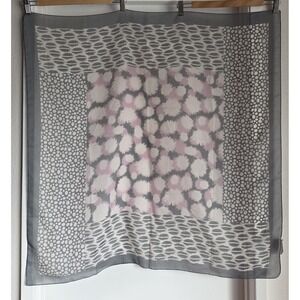 Tie Rack London Women Square Scarf Grey Pink White Abstract Wrap Shawl